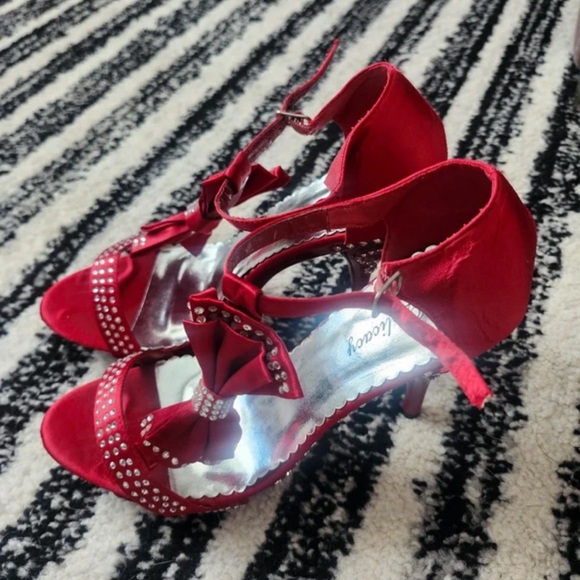 Delicacy Red Rhinestone Heels - Picture 2 of 5